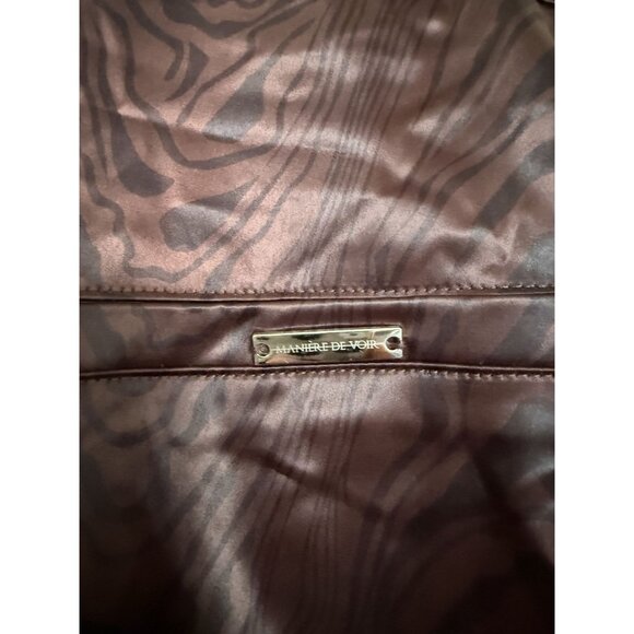 Manière De Voir Women's Brown Satin Woodgrain Ruched Trousers Size 6 Luxury - Picture 7 of 11